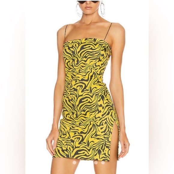 Miaou Dresses & Skirts - MIAOU Lotte Dress in Yellow Zebra Print designer Y2K 90’s vibe animal print sz S